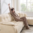 thumbnail image 6 of FFH 131.5" Cloud Couch for Living Room, Chenille Modular Sectional Sofa with Deep Seat, 4-Seat, Beige, 6 of 11