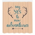 thumbnail image 2 of Ambesonne Adventure Shower Curtain, Calligraphic Words Antler, 69"Wx84"L, Cadet Blue, 2 of 4
