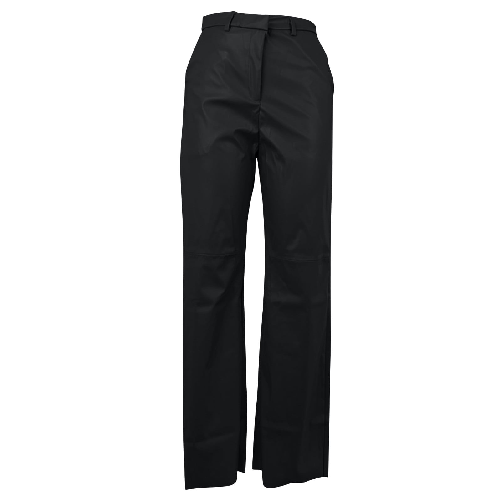 Miqool Women's Faux Leather Pants High Waisted Straight Wide Leg Stretchy Flared Leather Jeans Baggy Bell Bottom Trousers with Pockets