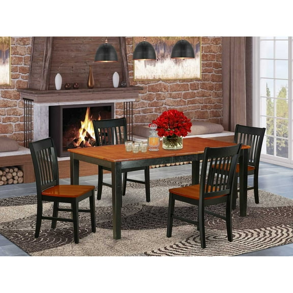 East West Furniture Dining Room Set Black & Cherry, NINO5-BCH-W