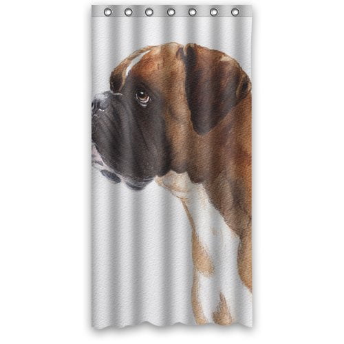 HelloDecor Brown White Dog Shower Curtain Polyester Fabric Bathroom
