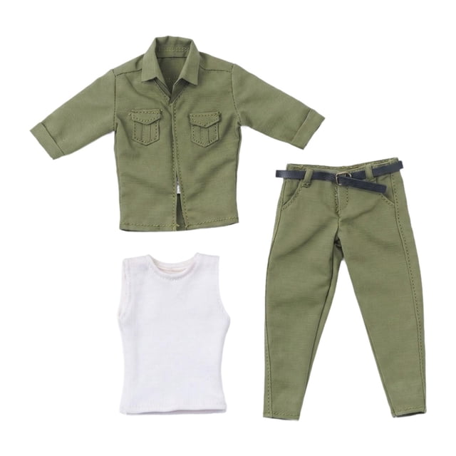 arctrm 1/12 Action Figure Clothes Set, Work Shirt Model, Cosplay Accessories, Miniature Green