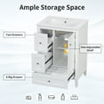 thumbnail image 6 of 24 Inch Bathroom Vanity with Sink, Solid Wood Bathroom Sink Vanity Cabinet with Removable Dividers Drawers and Adjustable Shelves, Small Bathroom Sink Cabinet, White, 6 of 9