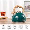 thumbnail image 5 of Tea Kettle,  Teapot Whistling Kettle with Wood Pattern Handle Loud Whistle, Food Grade Stainless Steel Tea Pot for Stovetops Induction Diamond Design Water Kettle, 2.7-Quart Dark Green, 5 of 6
