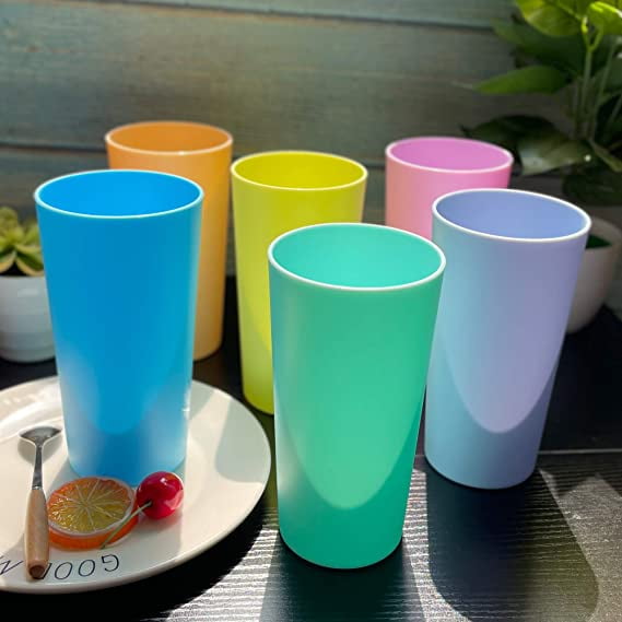 Plastic Cup Tumblers Drinkware Glasses - Break Resistant 20 oz. Kitchen  Restaurant High Quality Set of 16 in 4 Assorted Colors - Best Gift Idea By  Kryllic 