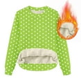 thumbnail image 4 of ZHYou Womens Polka Dot Sherpa Fleece Lined Sweatshirts Long Sleeve Crew Neck Casual Warm Cropped Tops,Green,L, 4 of 5