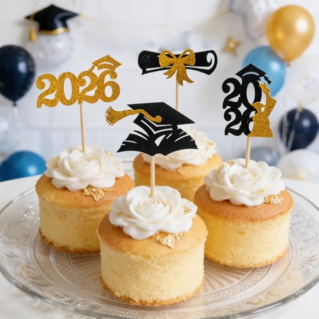 Graduation Season Glitter Paper Flag Cake Topper Party Decoration Paper Flag Picks Dessert Cupcake Sandwich Decoration Set Party Supplies Celebration Decor Festive Table Ornament