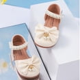 thumbnail image 6 of Xfvqtps Girls Mary Jane Shoes Flats Soft Sole Ballet Bow Detail Pearl Hook and Loop Strap Princess Shoes for Spring Summer Casual Outfit, 6 of 9