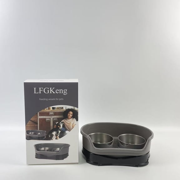 LFGKeng Feeding vessels for pets,Neater Feeder Mess Proof Dog Bowls Elevated for Small Dogs –Stainless Steel Dog Food and Water Bowl Set, Black Grey