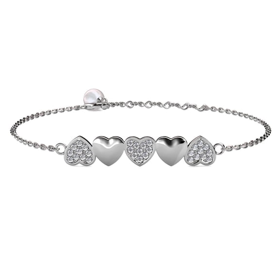 Cate & Chloe Juliette 18k White Gold Plated Heart Bracelet with Swarovski Crystals Gift for Women