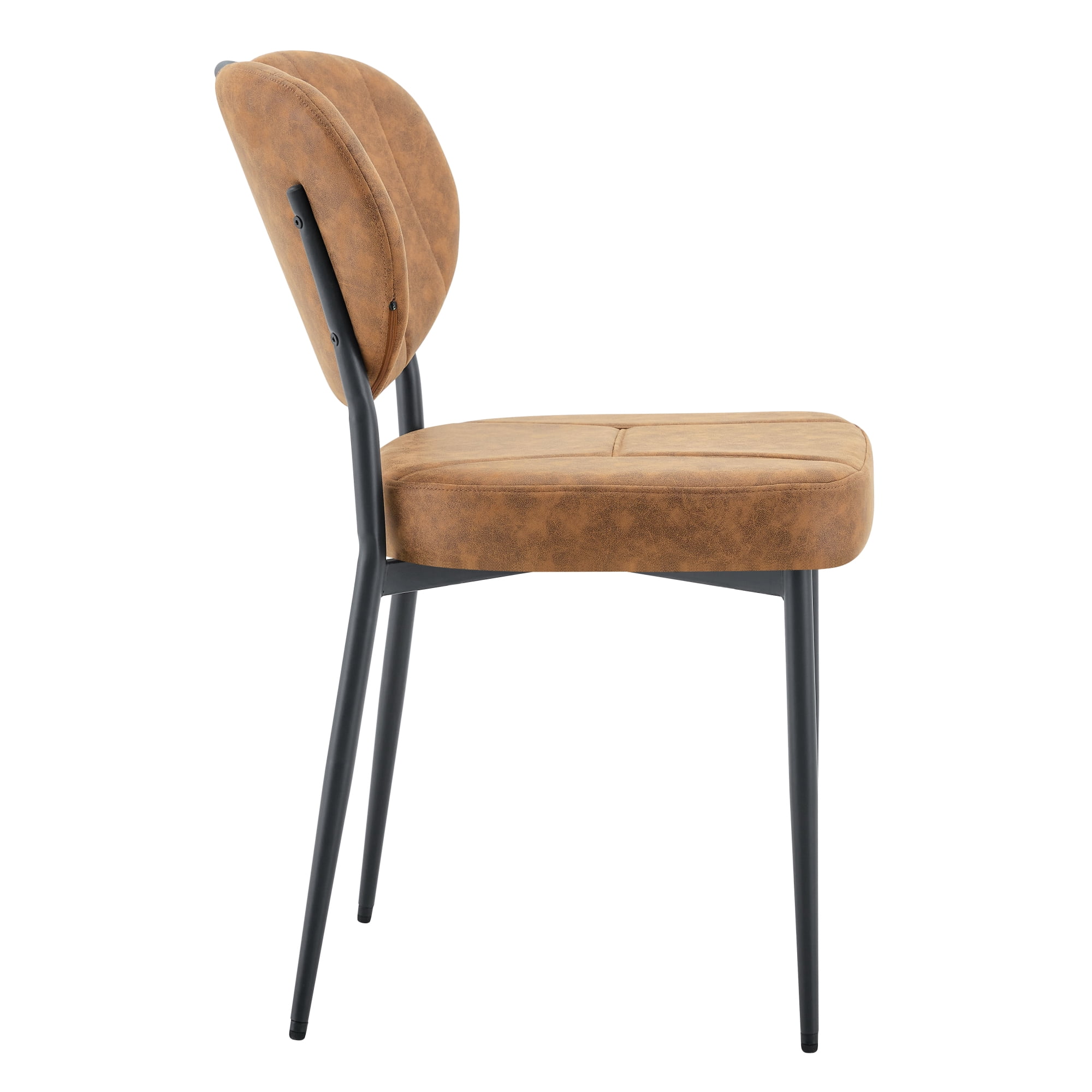 Leumius Dining Chairs Set of 2, Premium Leather Upholstered Dining Room Chairs, High-Resilience Sponge Padding, Metal Legs with Spray Coating Finish for Dining Room Living Room Brown