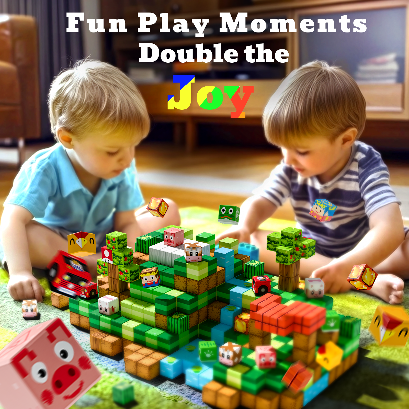 200pcs Farm Animal Magnetic Building Blocks for Kids | STEM Montessori Sensory Toys for School & Home | Construction Toys & Holiday Gifts for Boys Girls Ages 3-12