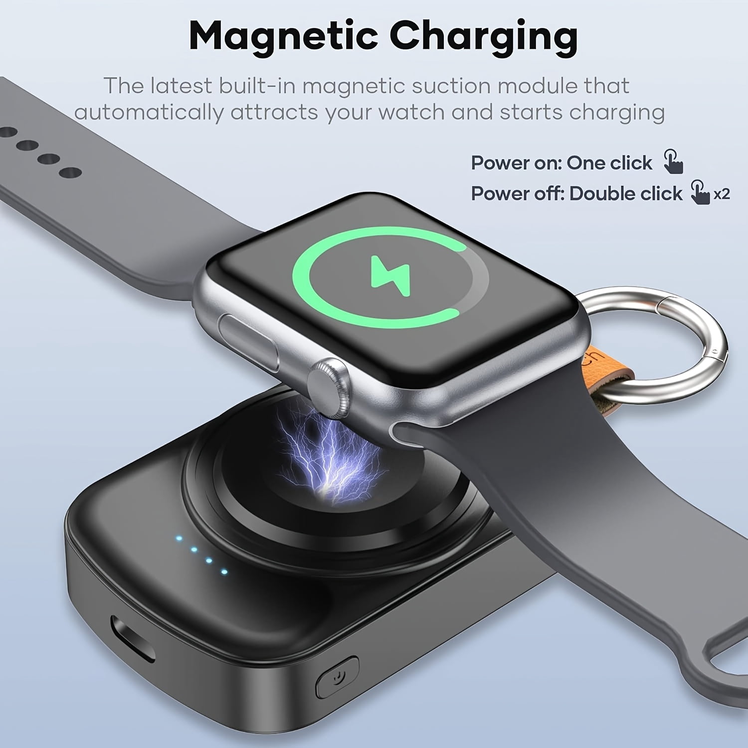 [Apple Watch Charger] Portable Charger Compatible for Apple Watch Series 10/9/8/7/6/SE/5/4/3/2/1 & Ultra - & - with Charging Cable, Keychain, Compact Travel Charger, Compatible for Smart Watch Power