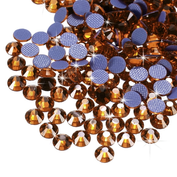 Uxcell 288 Pcs Hotfix Rhinestones Flatback Crystal Glass Gems (SS34 7.3mm,Golden)
