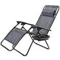 thumbnail image 3 of Spaco Outdoor Folding Zero Gravity Reclining Lounge Chair with Utility Tray-Gray, Zero Gravity Recliner Portable Outdoor Reclining Chair for Patio Beach Deck Garden Pool Black, 3 of 9