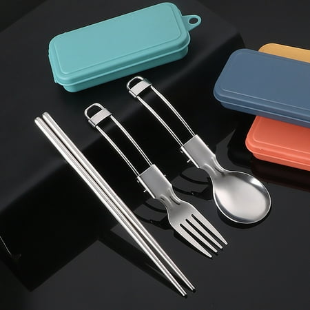 

1 Set Tableware Solid Rust-Proof Ergonomics Handle Camping Supplies Trip Spoon Fork Chopsticks Kitchen Supplies