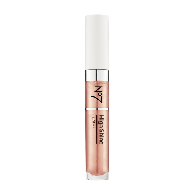 Brillo de labios No7 High Shine Pink Latte, 8 ml, hidratante