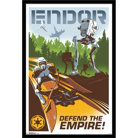 24X36 Star Wars: The Return of the Jedi - Endor Wall Poster, 24" x 36", Framed