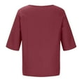 thumbnail image 5 of CEHVOM Femmes Manches 1/2 Décontracté Col Rond Imprimé Ample Tunique à Boutons Chemise Blouse Hauts Liquidation, 5 of 5