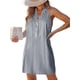 thumbnail image 1 of Vestido CUPSHE Minivestido de verano a rayas con cuello en V sin mangas, azul marino, 1 of 6