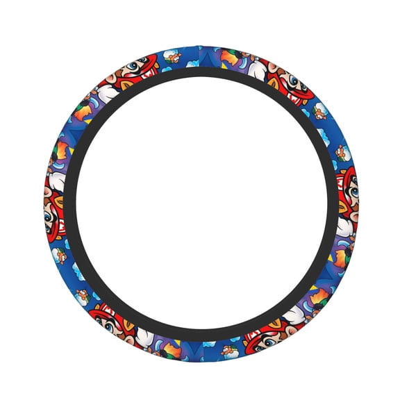 Saiise Mario Print Steering Wheel Covers for Car,Truck and SUV,Universal 15 inch Steering Wheel Cover Protection
