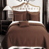 Luxury Soft Checkered Diamond Stitched 6 Piece Coverlet Set Wrinkle-Free Reversible All Season Mini Bedspread Set -Chocolate-Full/Queen