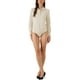 thumbnail image 2 of Camiseta Leotardo INSPIRE CHIC para Mujer, con cuello, casual de negocios, con botones, de manga larga, body top XL Beige, 2 of 6