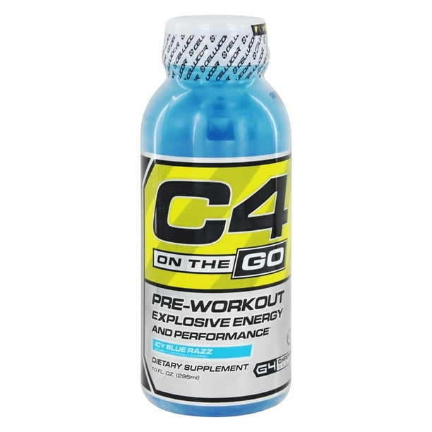 Cellucor C4 On The Go RTD PreWorkout Explosive Energy and Performance Icy Blue Razz 10 oz