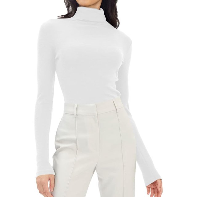 Women's Sexy Long Sleeve Square Neck Basic Slim Fitted Ribbed Knit Tee Shirts Crop Tops