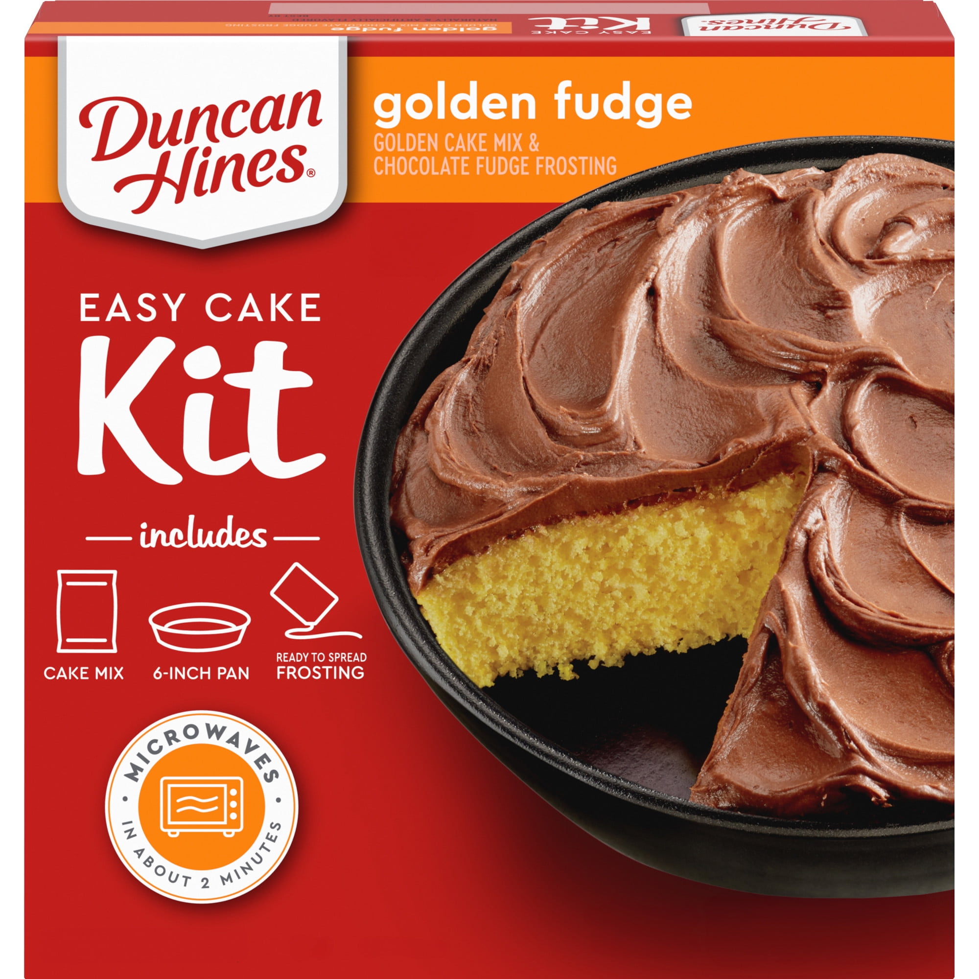 (8 pack) Duncan Hines Easy Cake Kit Golden Fudge Flavored Cake Mix, 8.4 oz.