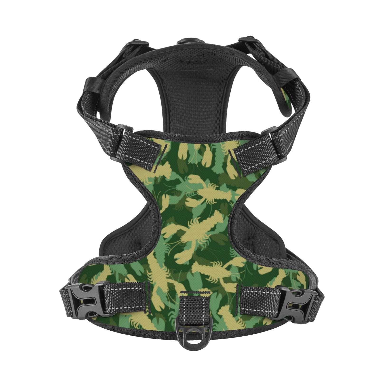 Picia Crayfish Army No-Pull Dog Harness Reflective Front Clip Vest with Handle,Step-in Air Dog Harness,Adjustable 2 Metal Rings 4 Buckles,Easy to Put on & Take Off X-Large