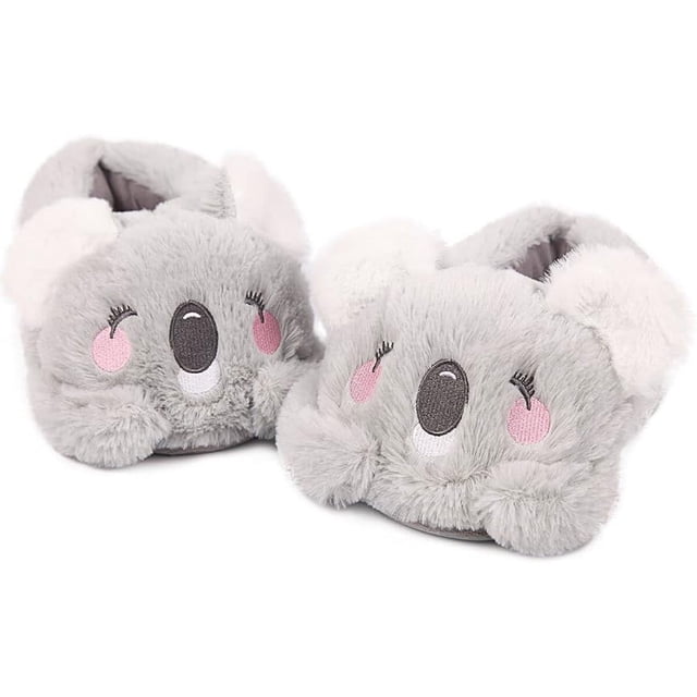Pantuflas de animales para mujer, lindas pantuflas de peluche de koala, pantuflas de espuma viscoelástica kawaii, zapatos cálidos para el invierno para niñas y adultos, 5/6uk