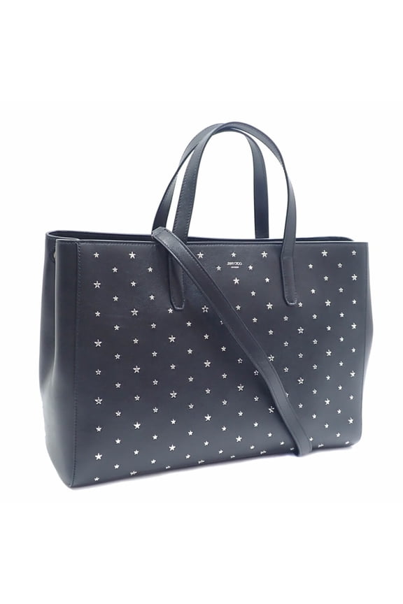 Pre-Owned Jimmy Choo women's black leather tote bag with studs and stars