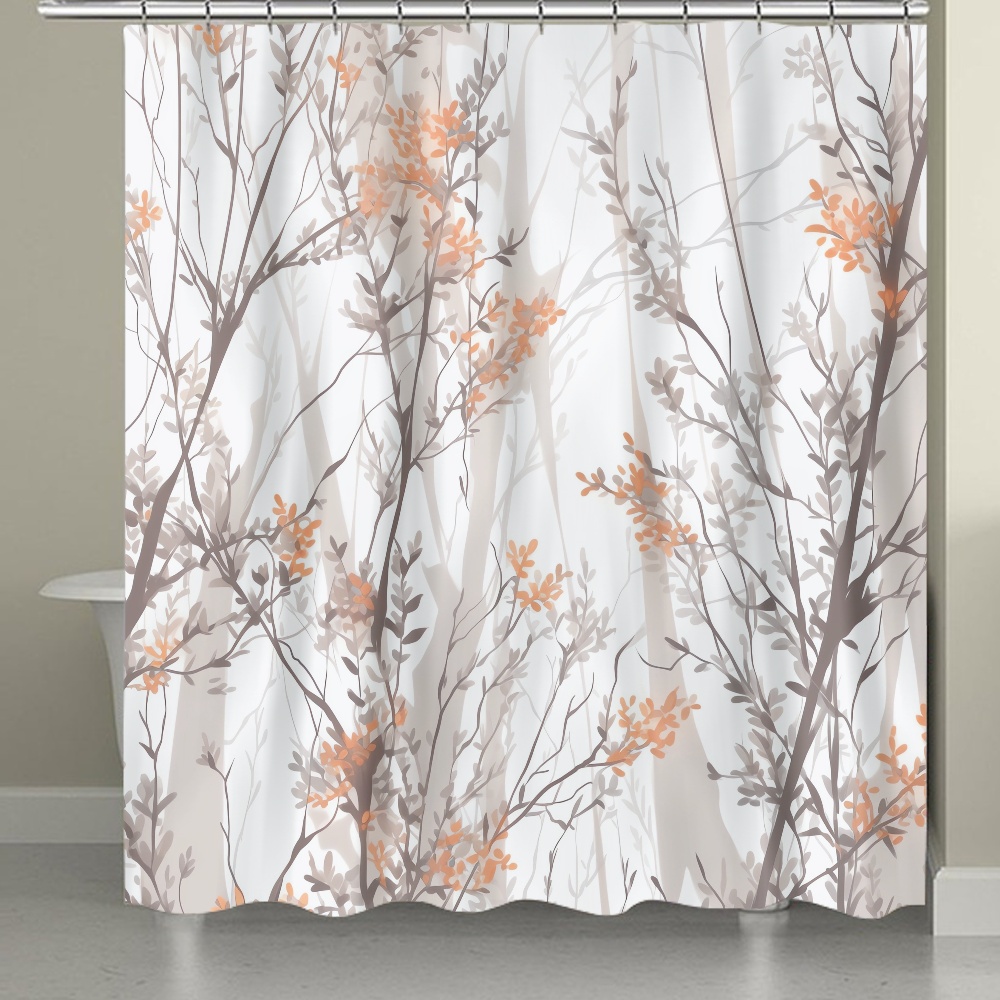 Shower Curtain, Gray Orange Shower Curtains for Bathroom, 3D Printing