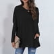 thumbnail image 2 of Blusa clásica informal de manga larga con cuello redondo y bolsillos para mujer, color negro, talla M, 2 of 5