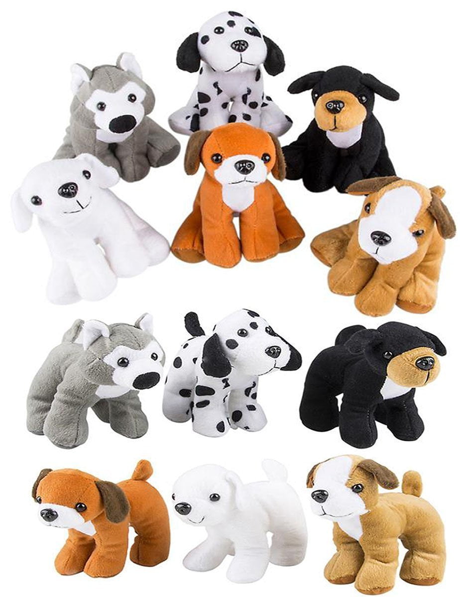Pack of 12 6 Inches Tall Stuffed Animals Bulk Assorted Puppies and Cute Stuffed Plushed Dog Puppies Assortment Bedwina Plush Puppy Dogs 