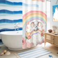 thumbnail image 5 of No Hook Shower Curtain, Pink Elephants Shower Curtains for Bathroom with See Through Top Window, Cute Rainbow Spring Floral Botanical Waterproof & Washable Bath Curtain Small Stall 36"x78", 5 of 9