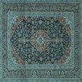 thumbnail image 1 of Ahgly Company Indoor Square Medallion Light Blue Traditional Area Rugs, 6' Square, 1 of 4