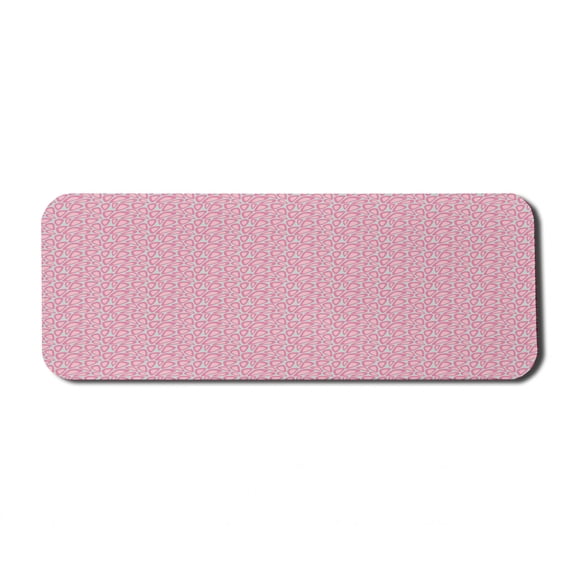 Abstract Computer Mouse Pad, Composition of Random and Bizarre Shapes in Pastel Shades, Rectangle Non-Slip Rubber Mousepad Large, 31" x 12" Gaming Size, Cadet Blue Pink, by Ambesonne