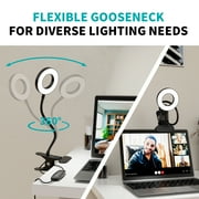 Ring Lights for Selfie & Phone Clip-on, RAOYI Adjustable Phone Mount with Dimmable LED, Portable Lighting Kit for Laptop/Desktop/Monitor