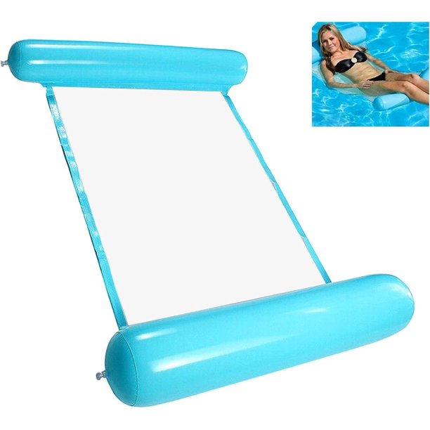 Hamaca de agua inflable, (azul) hamaca flotante reclinable flotante, hamaca de cama flotante inflable 4 en 1 multiusos plegable flotante portátil hamaca ultraligera flotador para adultos