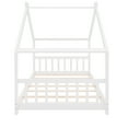 thumbnail image 5 of Harper & Bright Designs Twin Size Floor House Bed, Wood Montessori House Bed Frame with Fence, Playhouse Tent Bed with Roof, White, 5 of 10