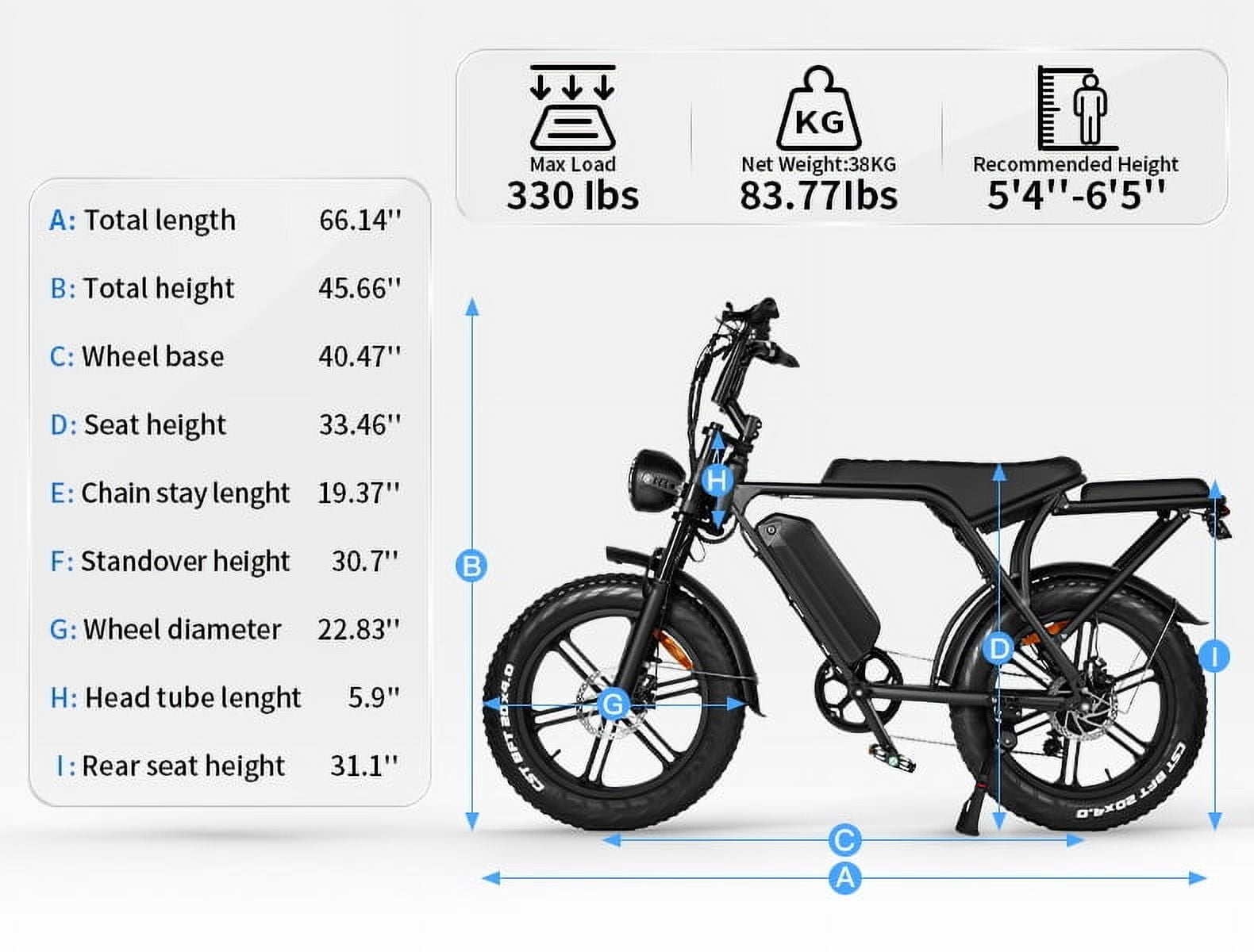 Hipatoo Electric Bike for Adults, Ebike Moped Style with 1000W Peak Motor 48V 15Ah Battery Up to 31MPH, 20'' Fat Tire E Bike, Dual Disc Brakes Mountain Bike for Commuting & Off-Road, E-bike UL2849