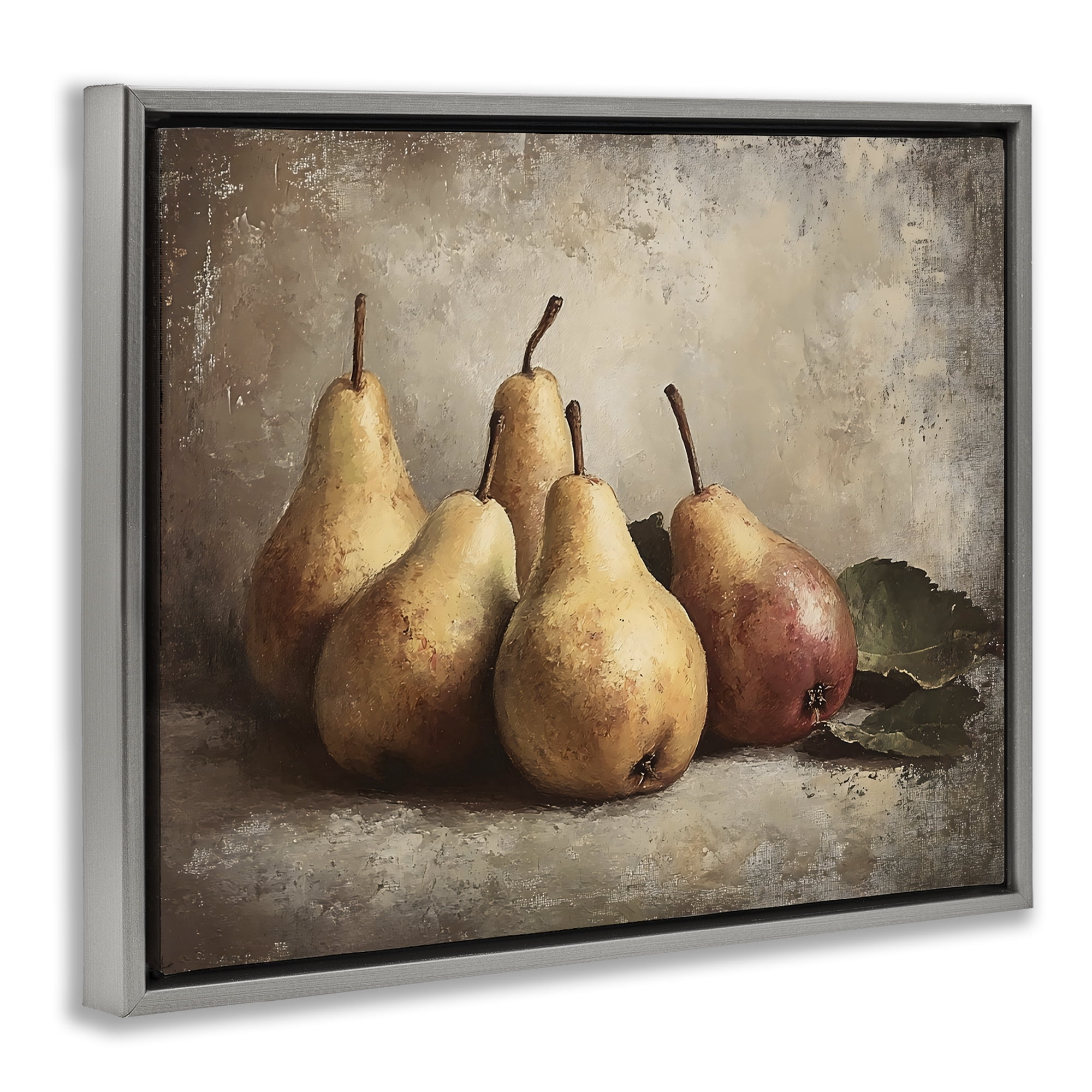 Stupell Industries Neutral Pear Still Life Gray Framed Floater Canvas Wall Art, design by Franklyn Gregory