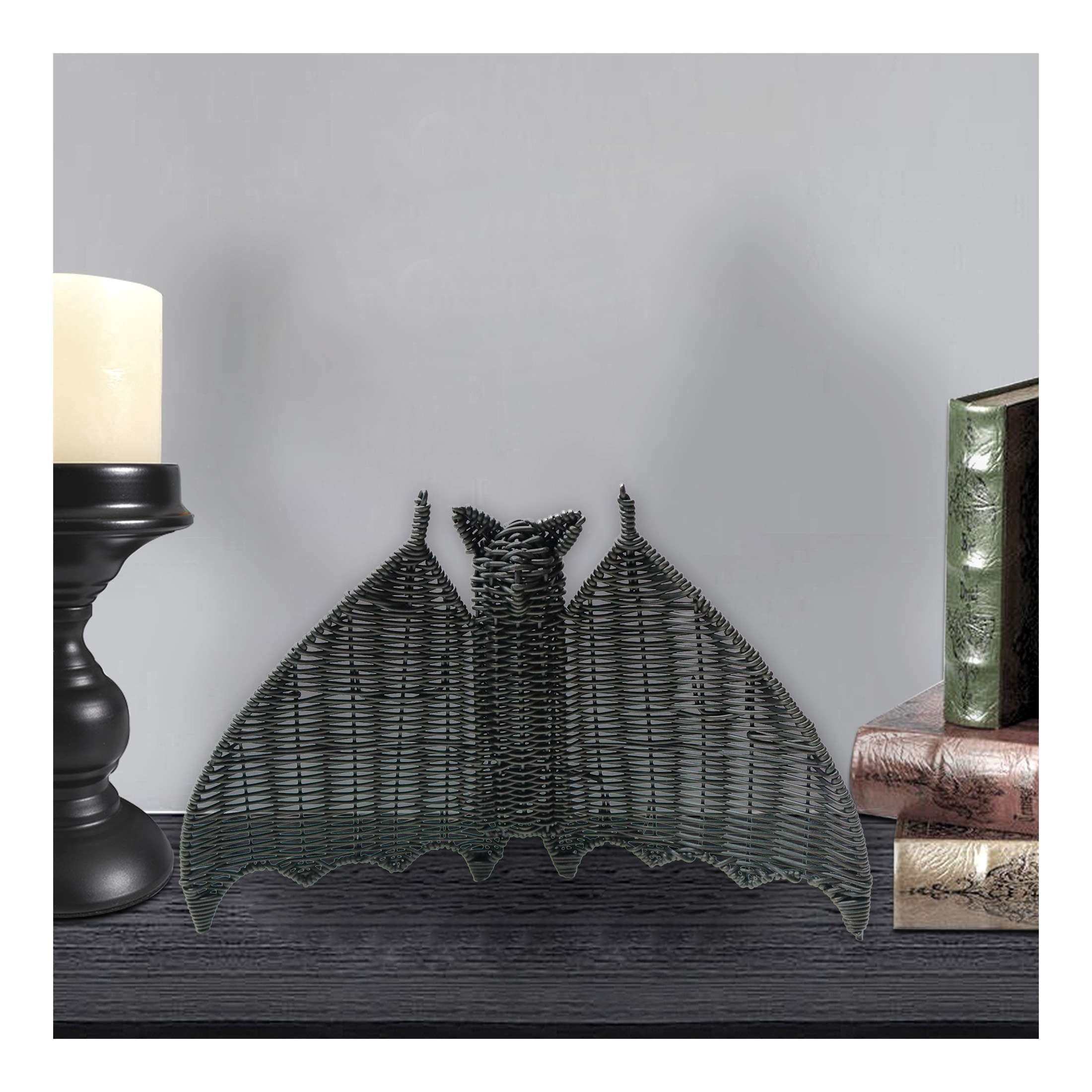 Woven Bat Decoration, Black, 15.25" x 9.25", Halloween by Way To Celebrate