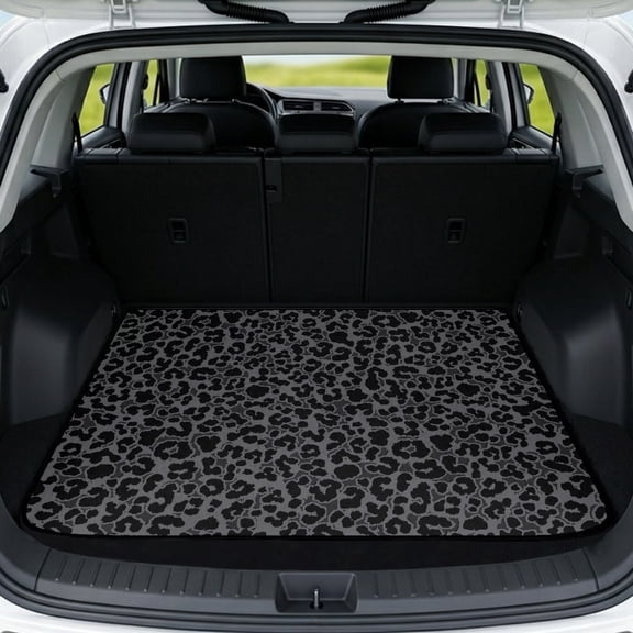 FOR U DESIGNS Grey Leopard Print Trunk Mat Universal Cargo Liner Non-Slip All Weather Durable Rear Protection for Pets Dogs Dustproof Trunk Mat for SUV Truck Van Sedan