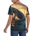thumbnail image 2 of Uemuo Sunset Ocean Whale Print Mens Polo Shirts Baseball T-shirt Performance Short Sleeve Golf Shirt Moisture Wicking Athletic Casual Collared T-Shirt-Medium, 2 of 7