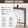 thumbnail image 4 of Jojoka 5.9" Narrow Sofa Table with Power Outlets, Slim Console Table, Farmhouse Behind Couch Table with Metal Frame & Wood Top for Entryway, Hallway, Foyer, Living Room - Rustic Brown, 4 of 7