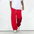 thumbnail image 4 of Men's Baggy Sweatpants Wide Leg Elastic Drawstring Waist Sweat Pants Relaxed Fit with Pockets, 4 of 5