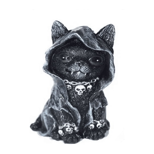 Artesanías de resina de gato mágico, 1 pieza de decoración de escultura de animales, adorno de estatuilla de bricolaje, regalo de Halloween, gato monstruo con alas, estatuas, decoración de fiesta de Halloween(campana de gato) oso de fresa Electrónica